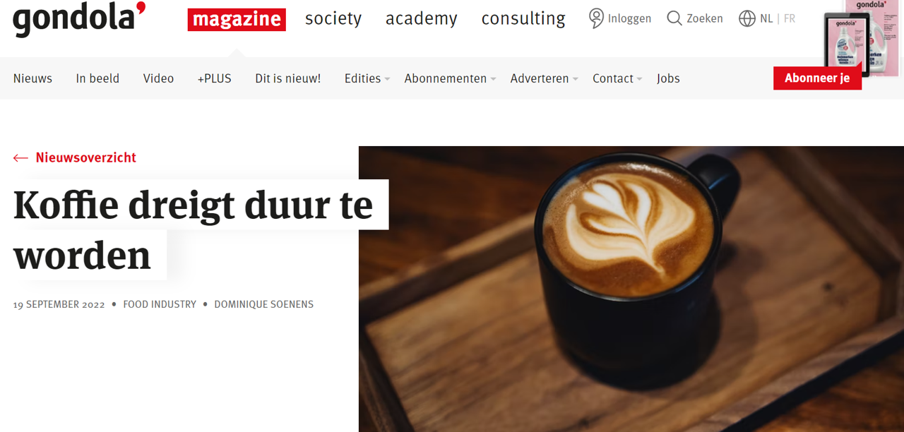 Lees meer over het artikel Gondola – Koffie dreigt duur te worden