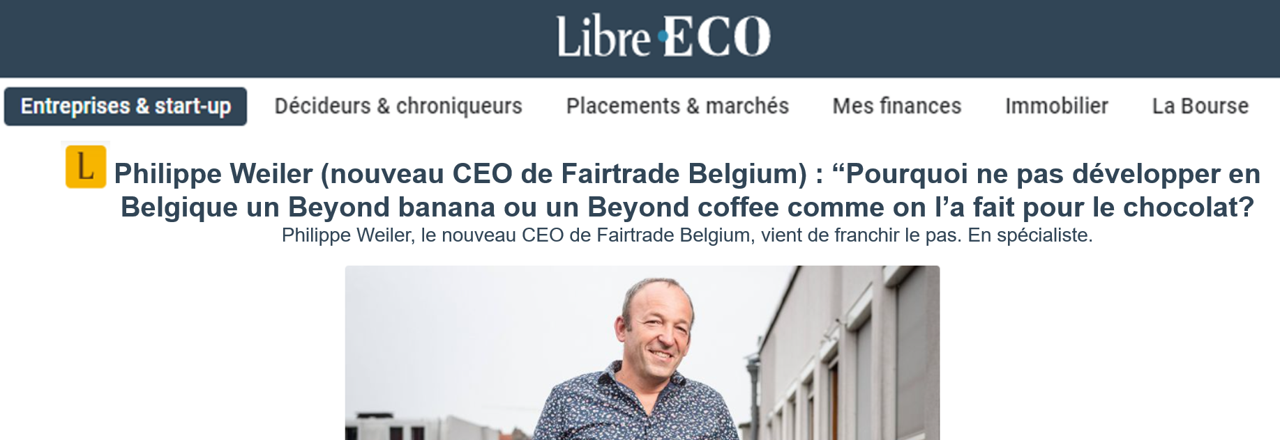 You are currently viewing LaLibre – Philippe Weiler (nouveau CEO de Fairtrade Belgium) : “Pourquoi ne pas développer en Belgique un Beyond banana ou un Beyond coffee comme on l’a fait pour le chocolat ?”